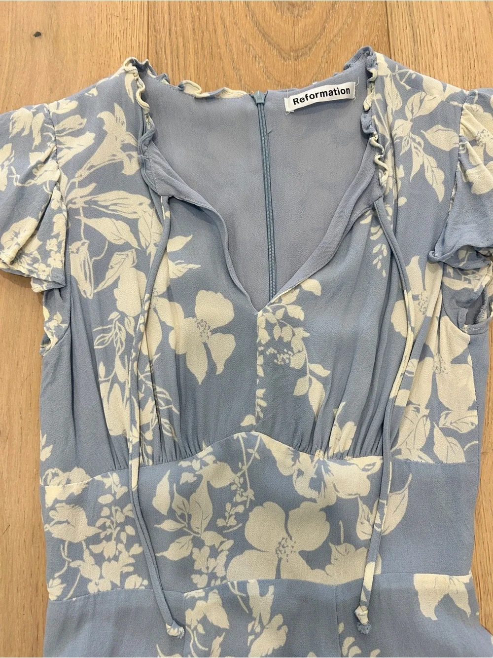 Reformation Light Blue Floral Dress